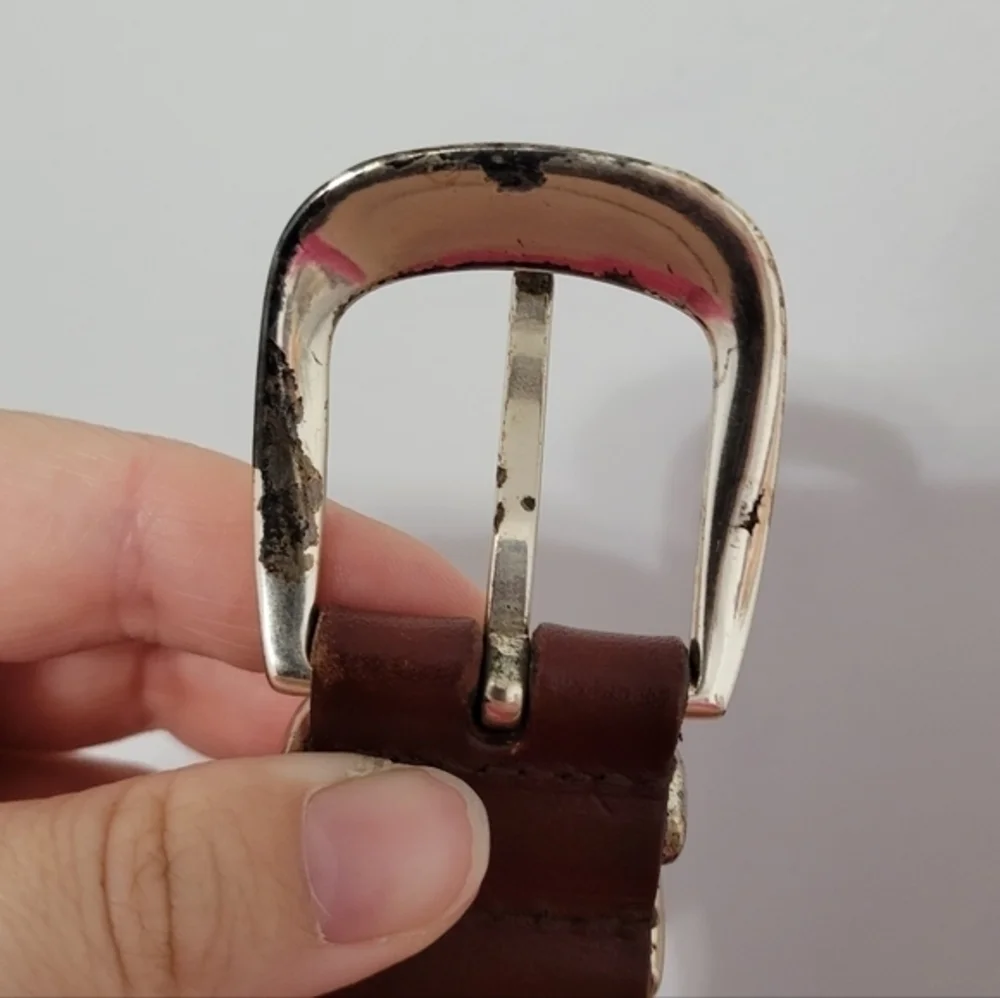 Fossil Men's Two-Tone Braided Leather Belt‎ Size 42 Dark Brown 105cm
